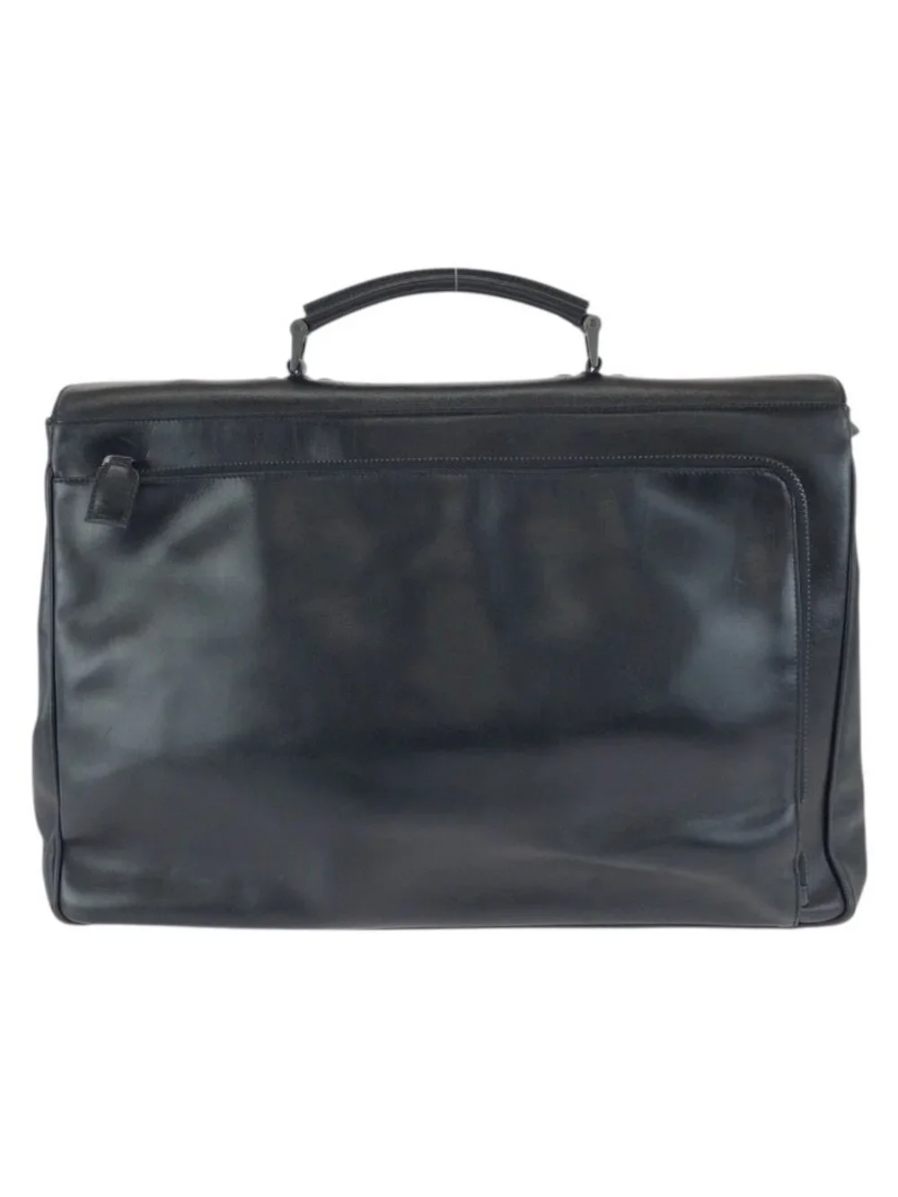 Prada Black Gunmetal Leather Business Briefcase